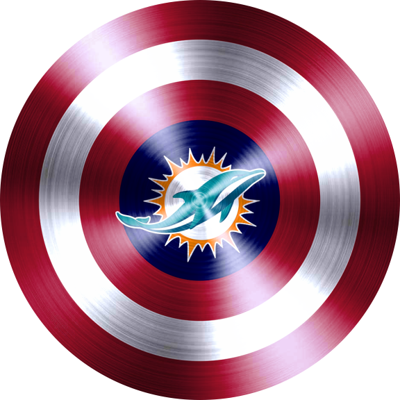 Captain American Shield With Miami Dolphins Logo vinyl decal